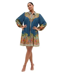 City Chic Plus Fools Paradise Print Collared Mini Dress