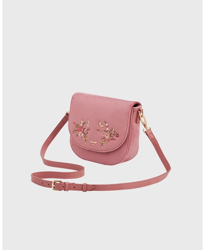 Fable England Beth Floral Posy Embroidered Saddle Bag