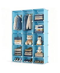 Slickblue 3-Cube Modular Kids Wardrobe with Clothes Rods and Storage Shelves