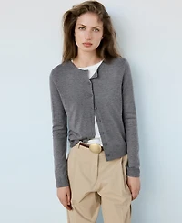 Mango Women's Knitted Button Crew-Neck Cardigan