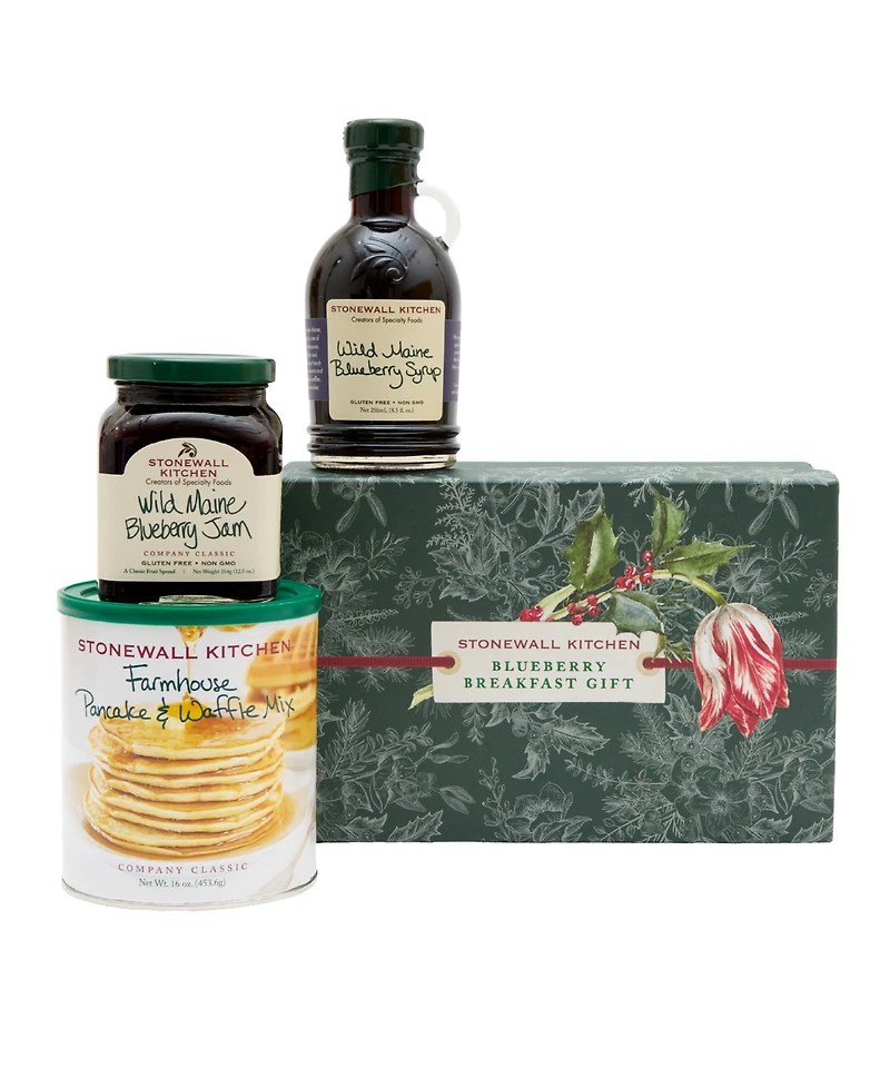 Stonewall Kitchen Holiday Blueberry Breakfast Gift Box, 4 Piece Set