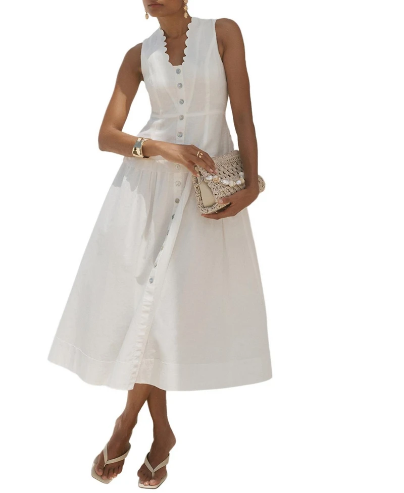 Mint Velvet Women's Ramie Drop Waist Maxi Dress