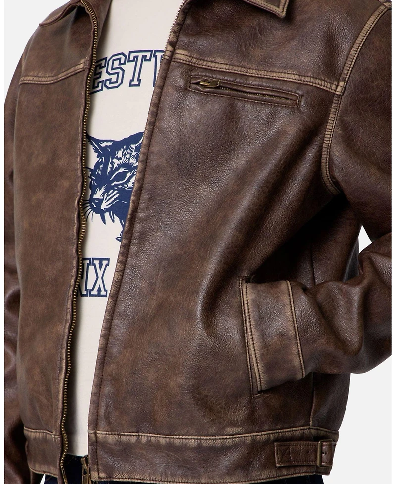 mnml Men's Washed Leather Jacket