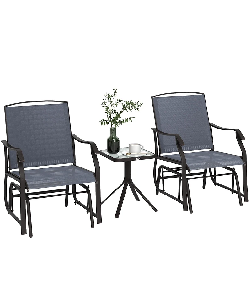 Slickblue 3-Piece Outdoor Rocking Chair Set with 2 Chairs and End Table