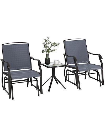 Slickblue 3-Piece Outdoor Rocking Chair Set with 2 Chairs and End Table