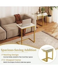 Gouun 3-Piece Stackable Nesting Side Table Set with C-Shaped Steel Frames