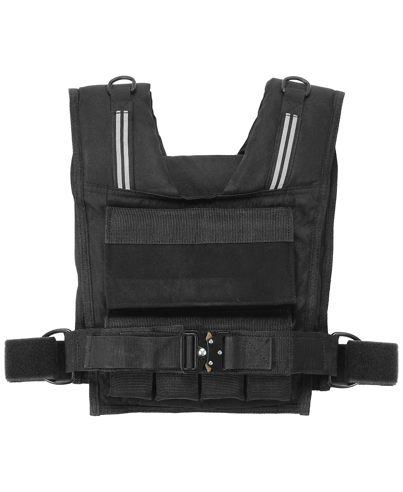 Sugift 35 Lb Adjustable Weighted Vest with 16 Removable Iron Weights and Reflective Stripes