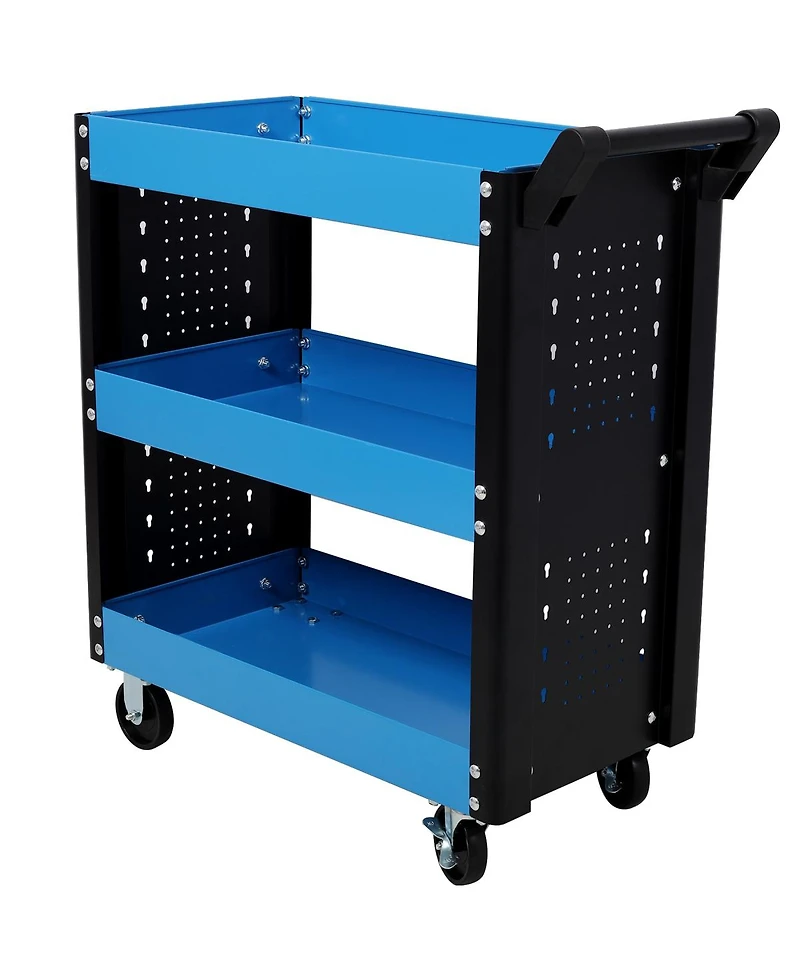 Streamdale Furniture 3 Tier Rolling Tool Cart with Pegboard