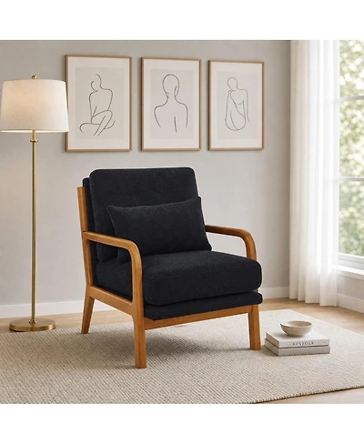 Streamdale Furniture Modern Solid Wood Accent Chair with Nubby Upholstery