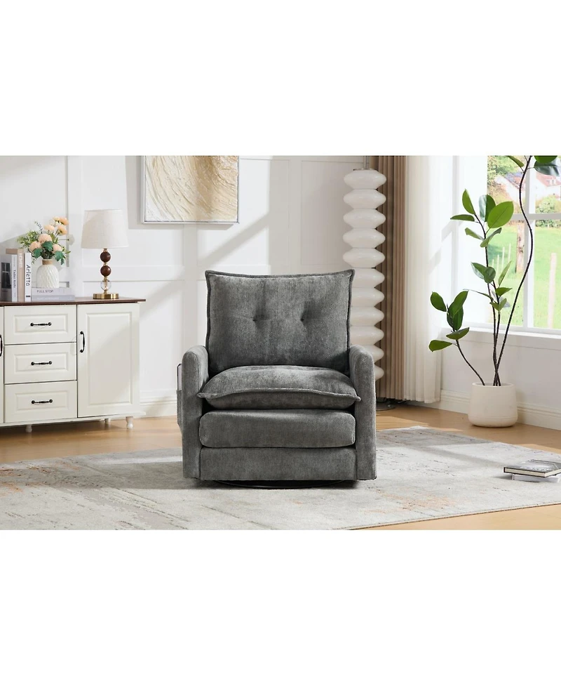 Streamdale Furniture Mid-Century Modern Swivel Barrel Accent Chair with Metal Base
