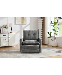 Streamdale Furniture Mid-Century Modern Swivel Barrel Accent Chair with Metal Base