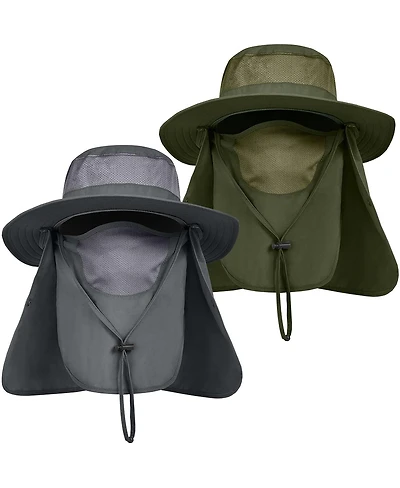 Piscifun Mens Outdoor Sun Hat Wide Brim Upf 50+ Face Neck Flap Fishing Hiking Gardening