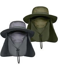Piscifun Mens Outdoor Sun Hat Wide Brim Upf 50+ Face Neck Flap Fishing Hiking Gardening