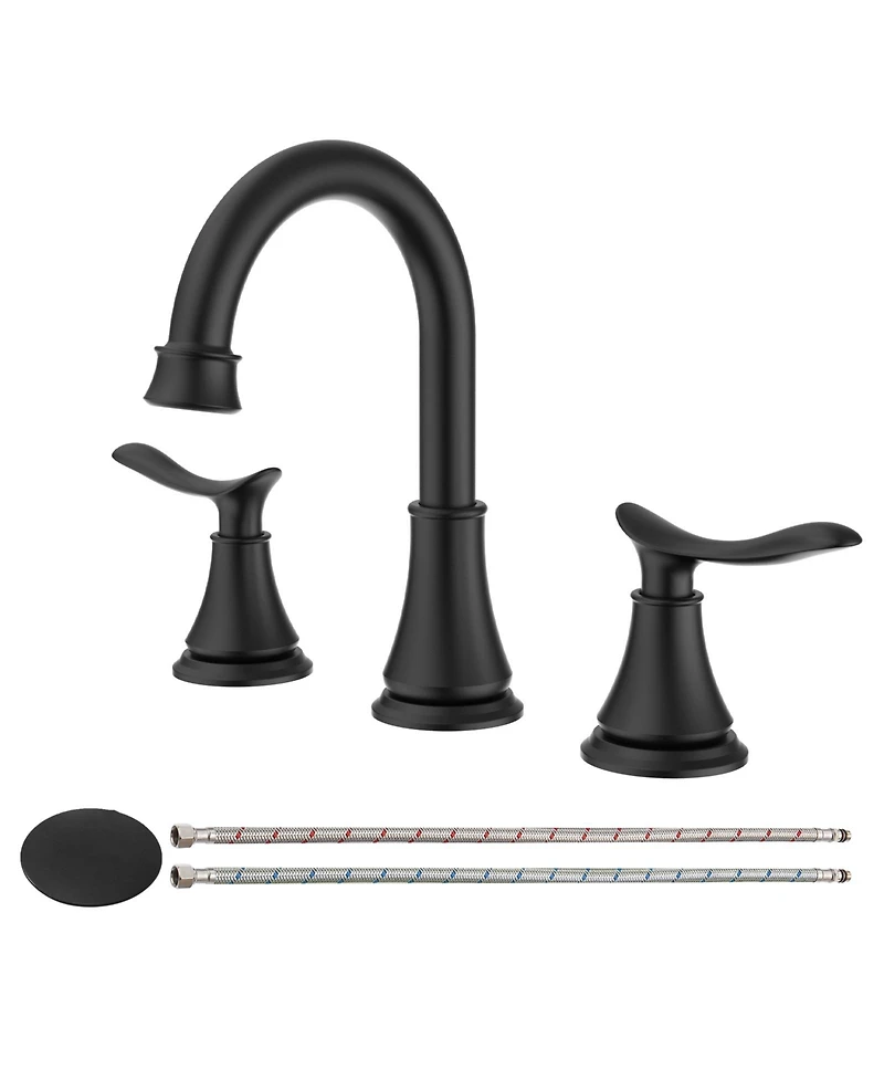 Phying 2-Handle Bathroom Sink Faucet 8 Inch Widespread 3 Hole Vanity Basin Faucet with 360 Degree Swivel Spout Modern Lavatory Sink Faucet