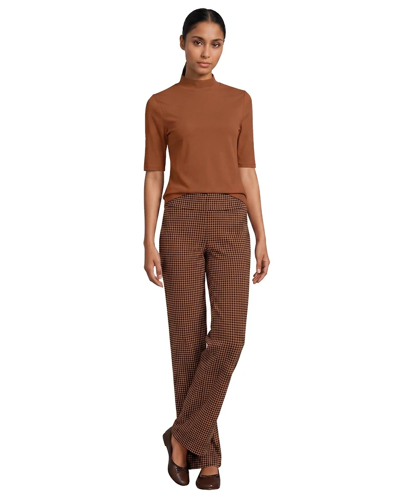 Lands' End Women's Starfish Mid Rise Straight Leg Elastic Waist Pull On Pants