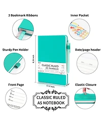 Danrong Hardcover Ruled Lined Journals Set with Pen Holder Retractable Pens School Business Supplies
