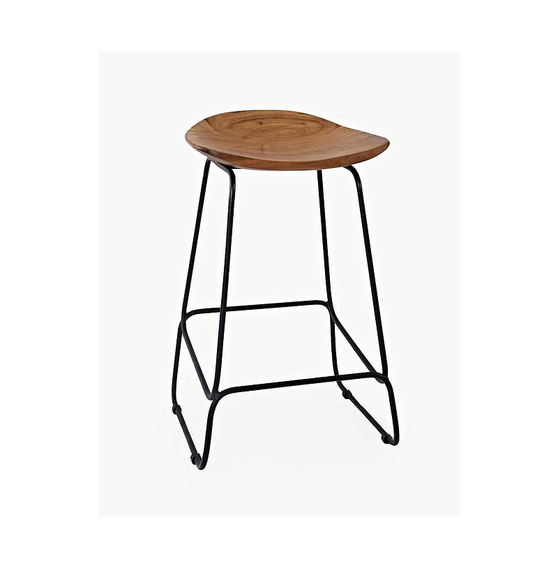 Jofran Solid Acacia 52" Five-Piece Counter Height Dining Set with Backless Barstools
