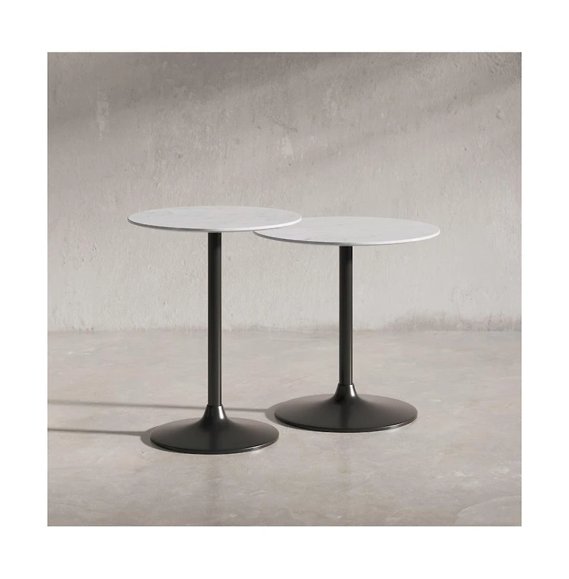 Jofran Camille Solid Marble and Iron Modern Luxury Accent Tables (Set of 2)