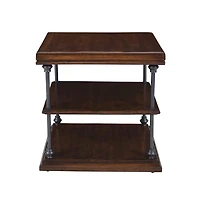 Jofran Larson Modern Industrial Square Solid Wood End Table with Storage Shelves