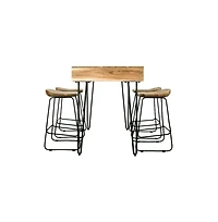 Jofran Rollins 52" Solid Acacia Dining Set with Four Backless Barstools