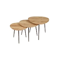 Jofran Reeves Abstract Contemporary Solid Acacia Wood Nesting End Tables (Set of 3