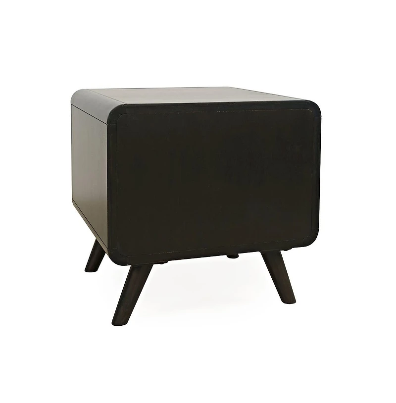 Jofran Marlowe Mid-Century Modern 24" Curved End Table with Storage Drawers