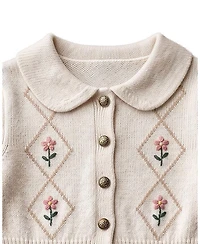 Hope & Henry Girls' 4-16 Organic Cotton Embroidered Peter Pan Collar Sweater Dress