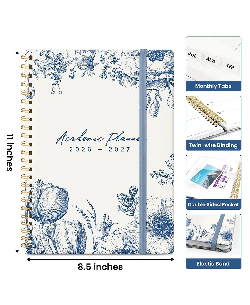 Danrong Academic Planner Monthly Weekly Hardcover Organizer for School Office Home
