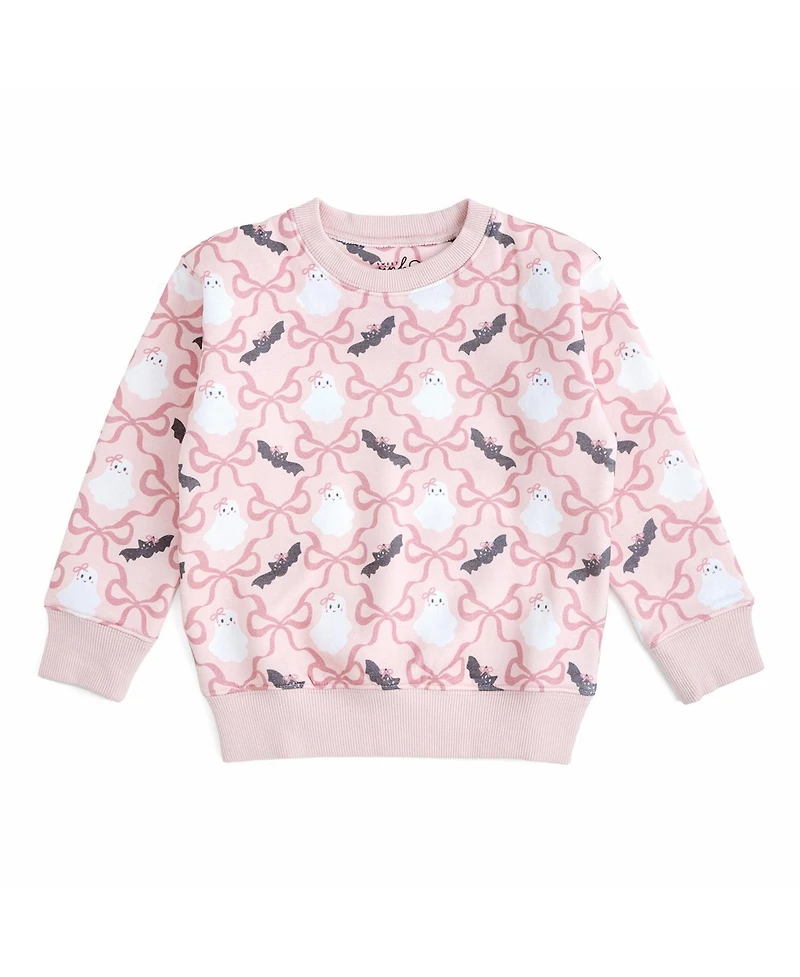 Sweet Wink Toddler Girls 2T-4T Bat And Ghost Trellis Halloween Sweatshirt