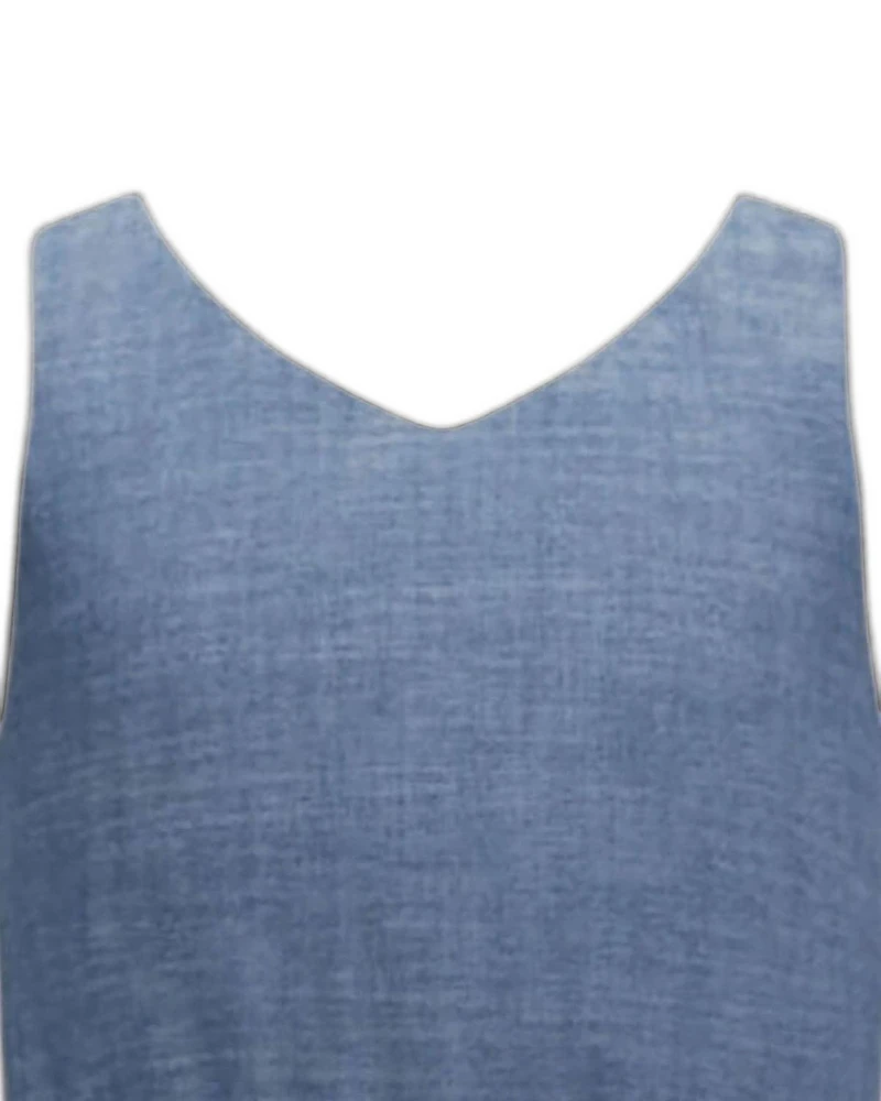 Hope & Henry Little and Big Girl's (6-12) Organic V-Neck Chambray Jumper