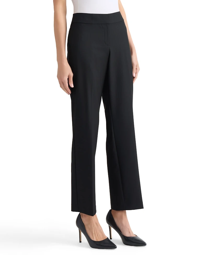 Kasper Women's Machine Washable Bi-Stretch Mid-Rise Straight Pants, Regular & Petite