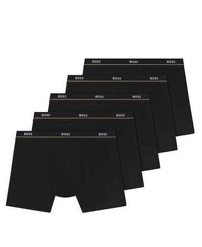 Boss by Hugo Men's Essential Cotton-Blend Logo Boxer Briefs, 5-Pack
