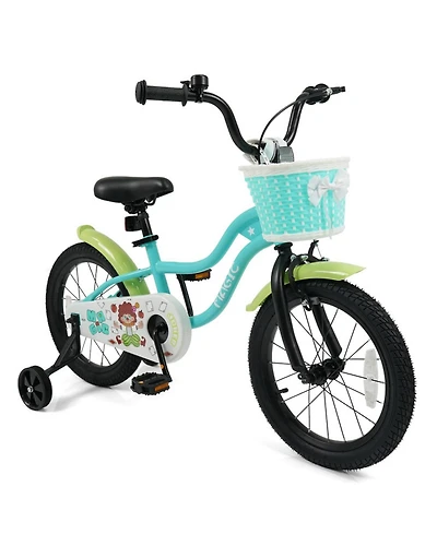 Sugift 16-Inch Kids Bike with Detachable Training Wheels and Front Basket, 110 lbs Capacity, Ages 4-7