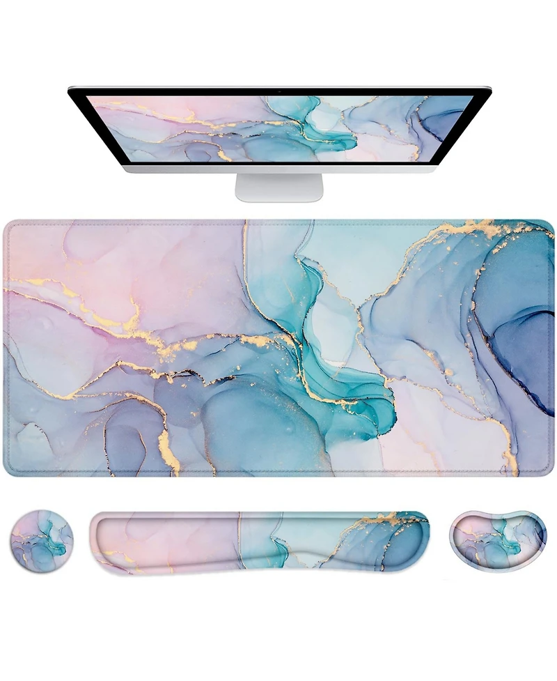 Lofree Non-Slip Ergonomic 4-in-1 Desk Pad and Wrist Rest Set for Standard Keyboards and Mice