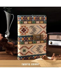 Danrong Fabric Cover Lock Diary Lined Hardcover Journal With Pen Numbered Pages Writing Planning