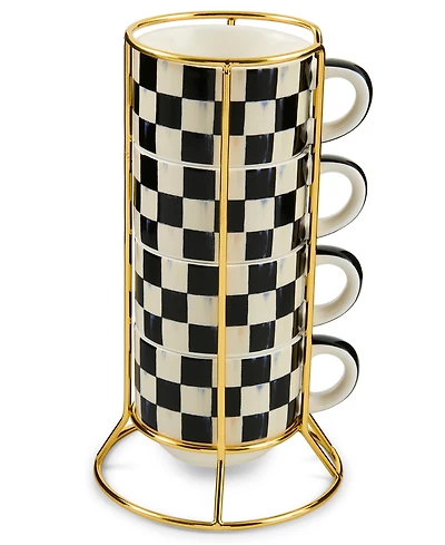 MacKenzie-Childs Courtly Check Cappuccino Cup Tower
