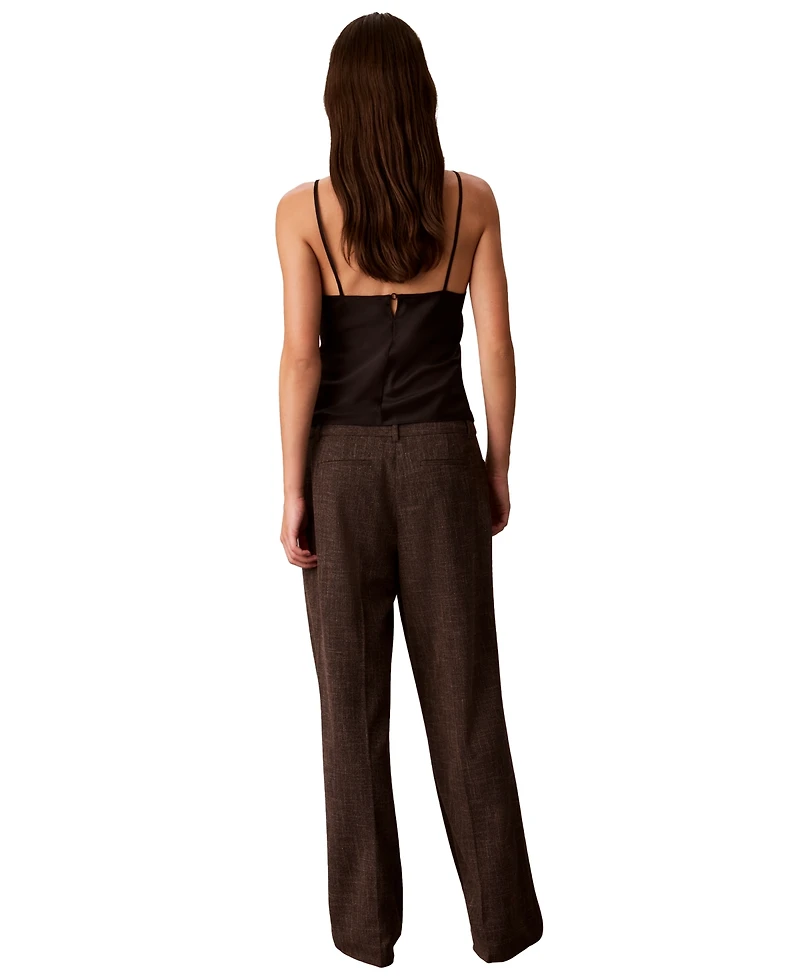 Calvin Klein Women's Windowpane High-Rise Wide-Leg Pants