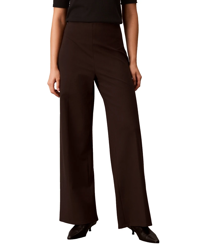 Calvin Klein Women's Hollywood Waist High-Waisted Wide-Leg Pull-On Pants