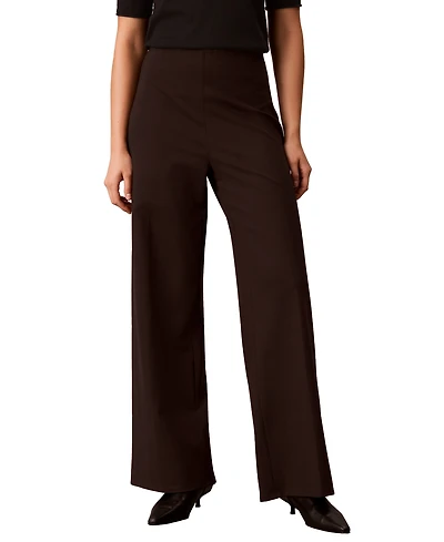 Calvin Klein Women's Hollywood Waist High-Waisted Wide-Leg Pull-On Pants