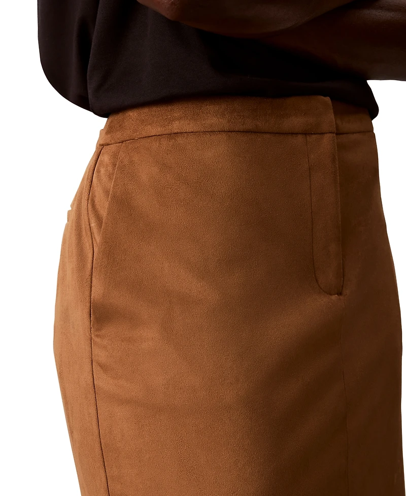 Calvin Klein Women's High-Waisted Pencil Faux Suede Skirt with Pockets
