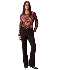 Calvin Klein Women's Long-Sleeve Printed Satin Blouse