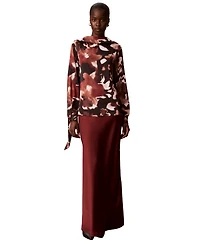 Calvin Klein Women's Scarf Neck Long-Sleeve Print Blouse