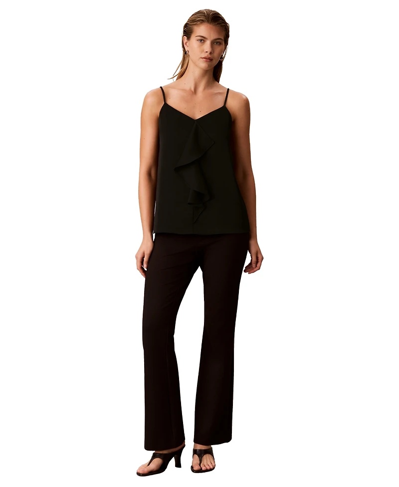 Calvin Klein Women's Flutter Ruffle Front Satin V-Neck Camisole