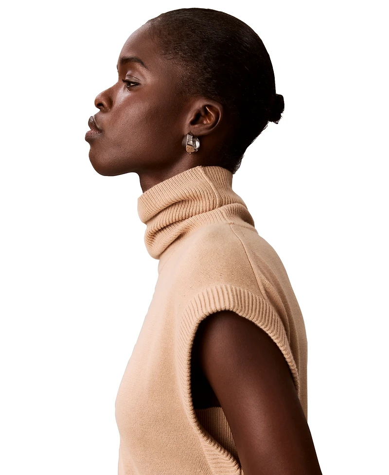 Calvin Klein Women's Mock Neck Sleeveless Midi Sweater Dress