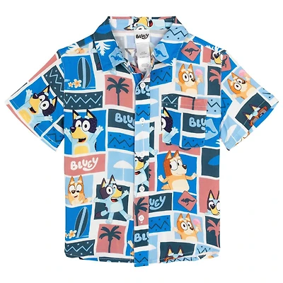 Bluey Boys' Hawaiian Short Sleeve Button Down Shirt