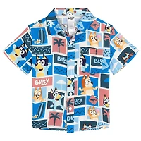 Bluey Boys' Hawaiian Short Sleeve Button Down Shirt