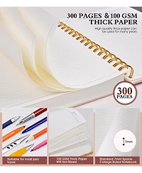 Danrong Spiral Notebook Hardcover Leather Lined Journals Thick Paper College Ruled With Closure Pocket