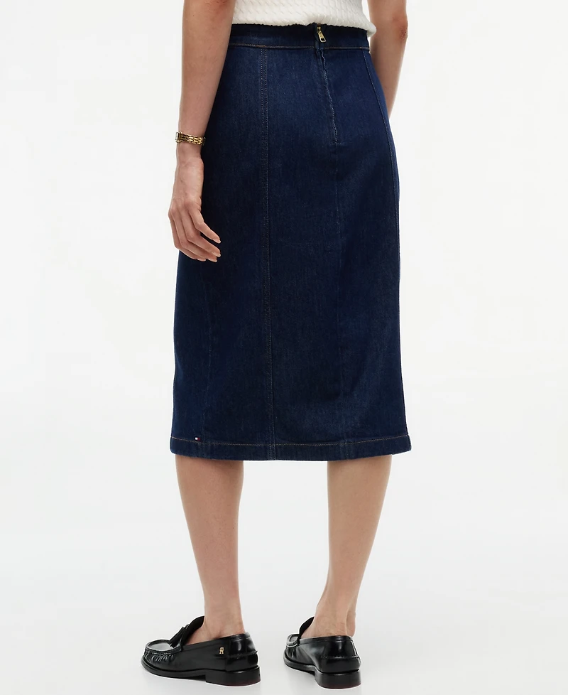 Tommy Hilfiger Women's Claire High-Waisted Midi Denim Skirt