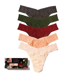 Hanky Panky Signature Lace Floral-Print V-Front Thong, 5-Pack