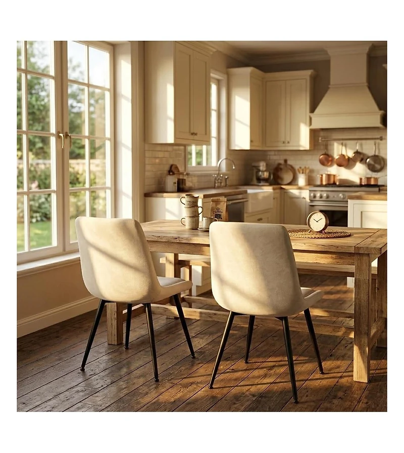 Gaomon Upholstered Dining Chairs Set of 2, Padded Armless Kitchen Side Chairs with Metal Legs, Ergonomic Backrest